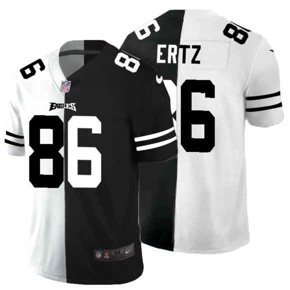 Men's Philadelphia Eagles #86 Zach Ertz Black & White NFL Split Limited Stitched Jersey Men's Philadelphia Eagles #86 Zach Ertz Black & White NFL Split Limited Stitched Jersey