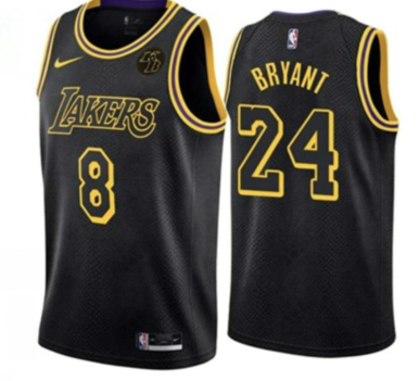 Men's Los Angeles Lakers Front #8 Back #24 Kobe Bryant With KB Patch Black NBA Stitched Jersey Men's Los Angeles Lakers Front #8 Back #24 Kobe Bryant With KB Patch Black NBA Stitched Jersey