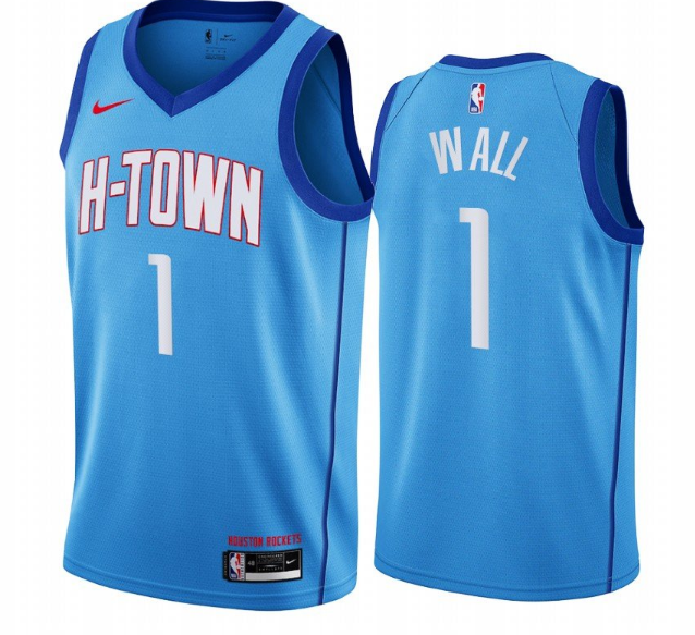 Men's Houston Rockets #1 John Wall 2020/21 Blue NBA City Edition Swingman Stitched Jersey Men's Houston Rockets #1 John Wall 2020/21 Blue NBA City Edition Swingman Stitched Jersey