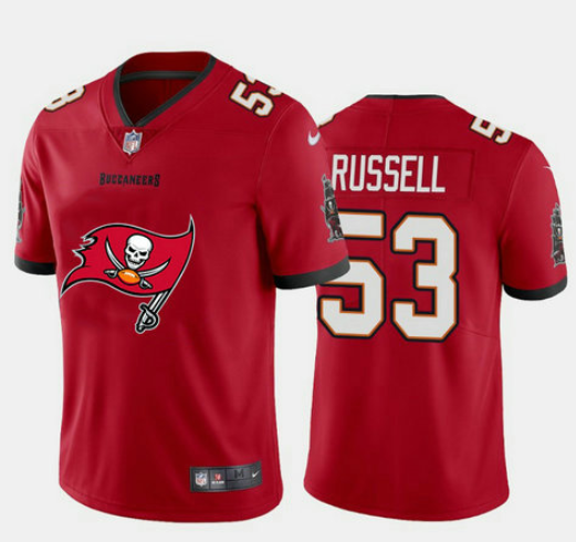 Men's Tampa Bay Buccaneers #53 Chapelle Russell Red 2020 Team Big Logo Limited Stitched Jersey Men's Tampa Bay Buccaneers #53 Chapelle Russell Red 2020 Team Big Logo Limited Stitched Jersey