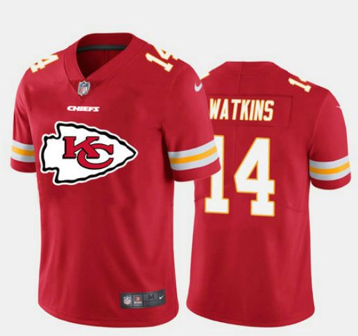 Men's Kansas City Chiefs #14 Sammy Watkins Red 2020 Red Team Big Logo Limited Stitched Jersey Men's Kansas City Chiefs #14 Sammy Watkins Red 2020 Red Team Big Logo Limited Stitched Jersey