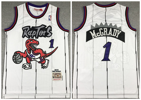 Men's Toronto Raptors #1 Tracy Mcgrady White Throwback Stitched Jersey Men's Toronto Raptors #1 Tracy Mcgrady White Throwback Stitched Jersey