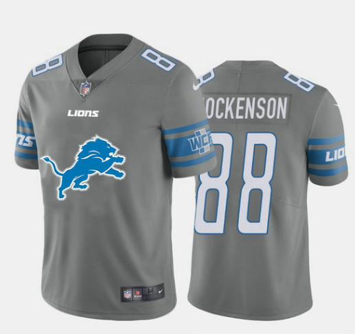 Men's Detroit Lions #88 T.J. Hockenson 2020 Grey Team Big Logo Limited Stitched Jersey Men's Detroit Lions #88 T.J. Hockenson 2020 Grey Team Big Logo Limited Stitched Jersey