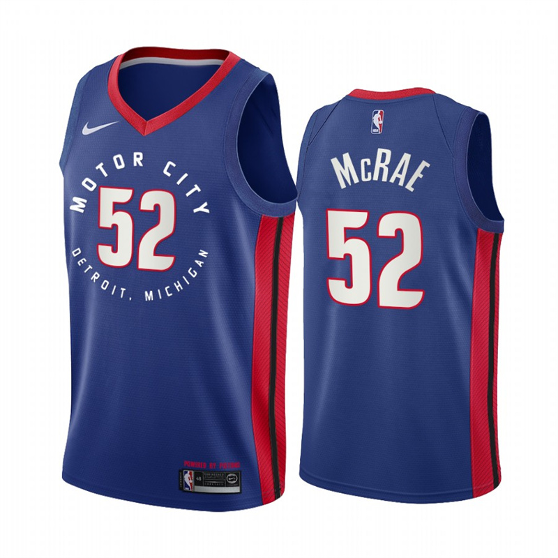 Men's Detroit Pistons #52 Jordan McRae 2020 Blue City Edition Stitched Jersey Men's Detroit Pistons #52 Jordan McRae 2020 Blue City Edition Stitched Jersey