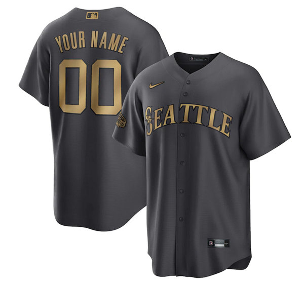 Men's Seattle Mariners Active Player Custom 2022 All-Star Charcoal Cool Base Stitched Baseball Jersey Men's Seattle Mariners Active Player Custom 2022 All-Star Charcoal Cool Base Stitched Baseball Jersey