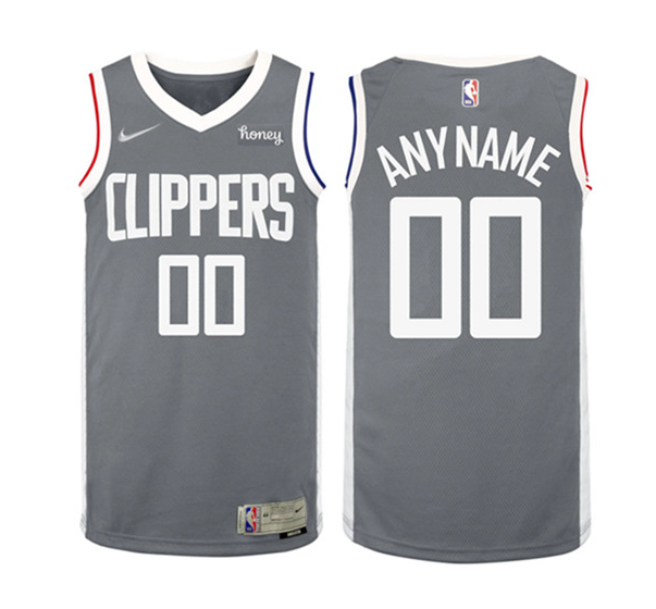 Men's Los Angeles Clippers Active Player Custom Gray Earned Edition Stitched NBA Jersey Men's Los Angeles Clippers Active Player Custom Gray Earned Edition Stitched NBA Jersey