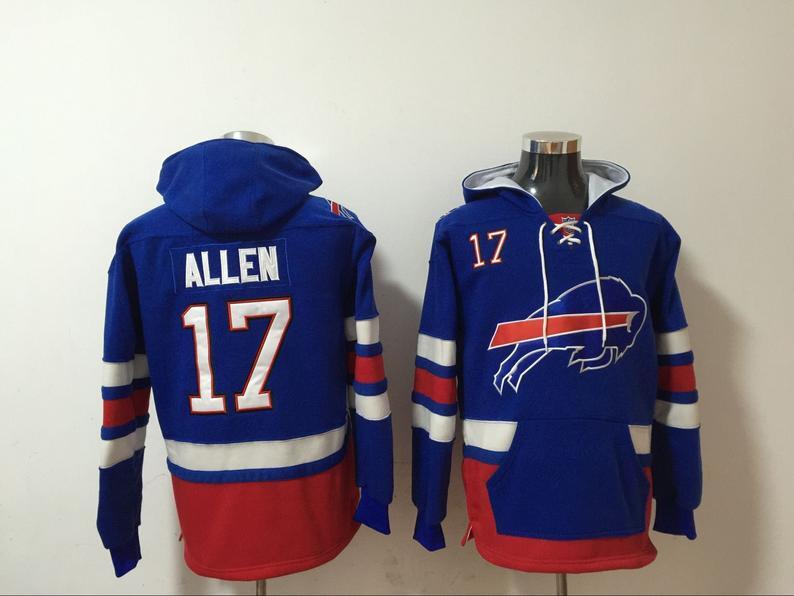 Men's Buffalo Bills #17 Josh Allen Royal Blue Player Pullover Hoodie Men's Buffalo Bills #17 Josh Allen Royal Blue Player Pullover Hoodie