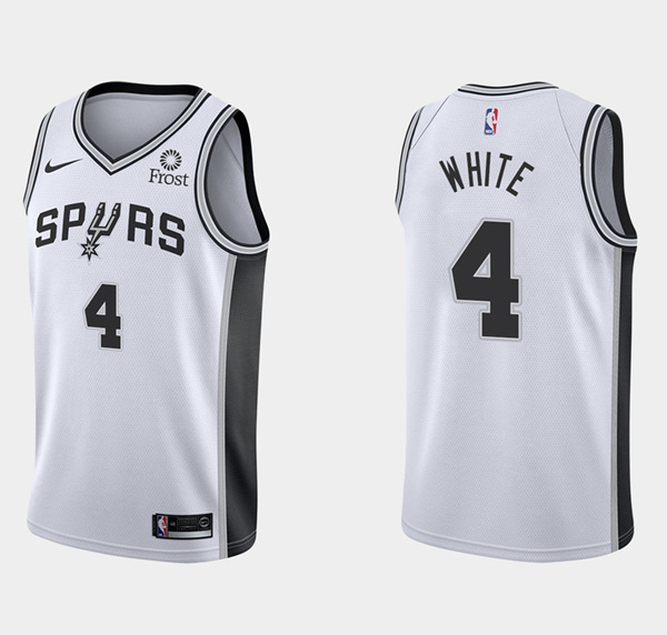 Men's White San Antonio Spurs #4 Derrick Association Edition White Stitched Jersey Men's White San Antonio Spurs #4 Derrick Association Edition White Stitched Jersey