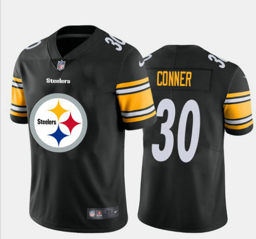 Men's Pittsburgh Steelers #30 James Conner Black 2020 Team Big Logo Limited Stitched Jersey Men's Pittsburgh Steelers #30 James Conner Black 2020 Team Big Logo Limited Stitched Jersey