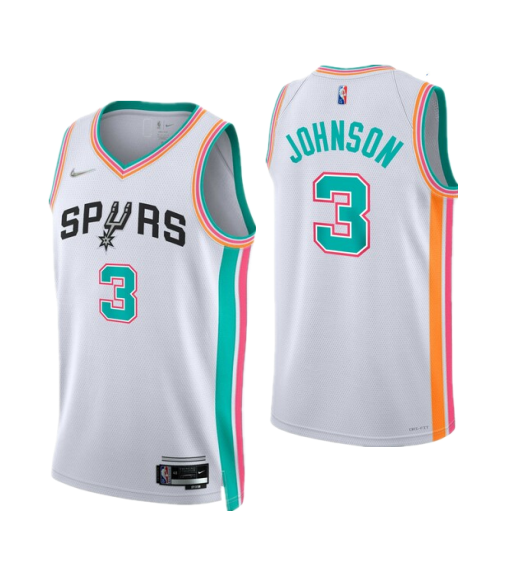 Men's San Antonio Spurs #3 Keldon Johnson 2021/22 White City Edition Stitched Jersey Men's San Antonio Spurs #3 Keldon Johnson 2021/22 White City Edition Stitched Jersey