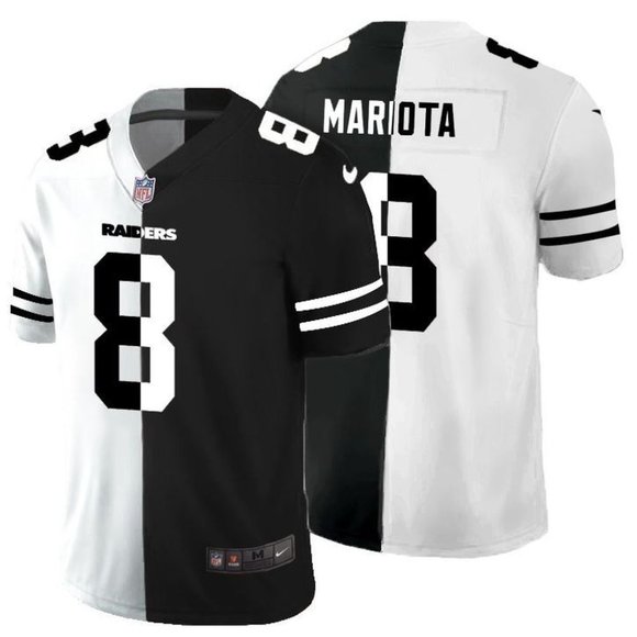 Men's Tennessee Titans #8 Marcus Mariota Black & White NFL Split Limited Stitched Jersey Men's Tennessee Titans #8 Marcus Mariota Black & White NFL Split Limited Stitched Jersey