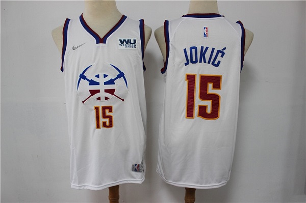 Men's Denver Nuggets #15 Nikola Jokic White Stitched Jersey Men's Denver Nuggets #15 Nikola Jokic White Stitched Jersey