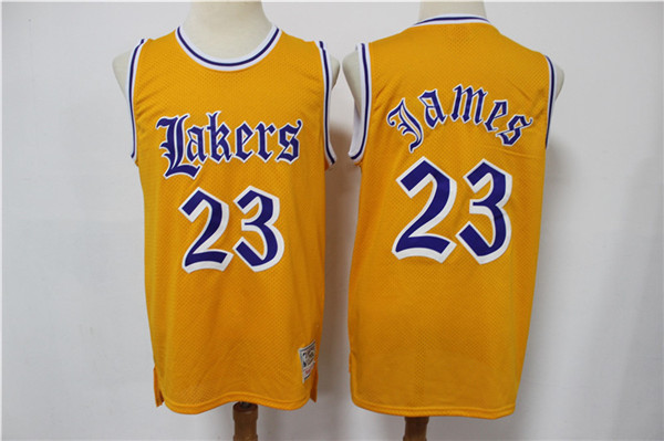 Men's Los Angeles Lakers #23 LeBron James Old English Faded Stitched Jersey Men's Los Angeles Lakers #23 LeBron James Old English Faded Stitched Jersey