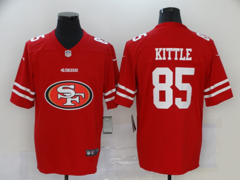 Men's San Francisco 49ers #85 George Kittle Red 2020 Team Big Logo Limited Stitched Jersey Men's San Francisco 49ers #85 George Kittle Red 2020 Team Big Logo Limited Stitched Jersey