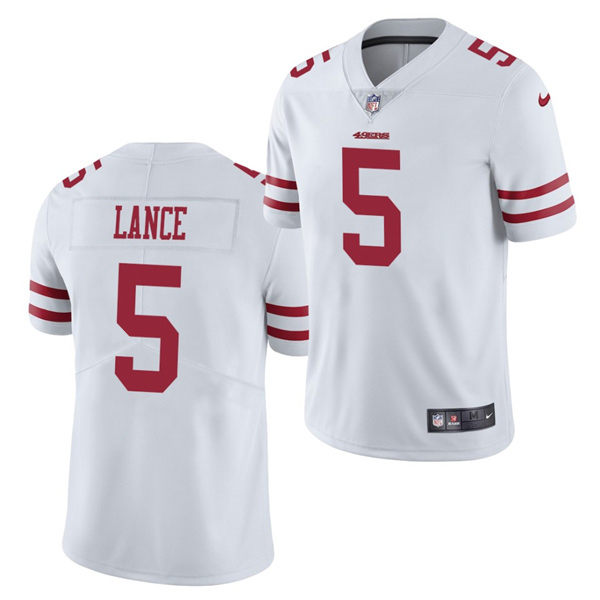 Men's San Francisco 49ers #5 Trey Lance White NFL 2021 Draft Vapor Untouchable Limited Stitched Jersey Men's San Francisco 49ers #5 Trey Lance White NFL 2021 Draft Vapor Untouchable Limited Stitched Jersey