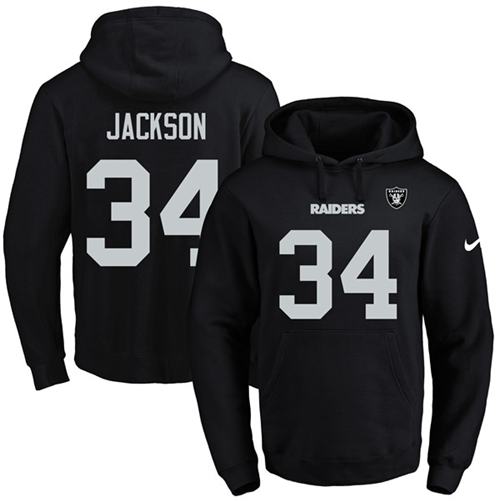 Men's Las Vegas Raiders  #34 Bo Jackson Black Name & Number Pullover NFL Hoodie