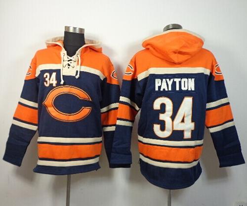 Men's Chicago Bears #34 Walter Payton Navy Blue NFL Sawyer Hooded Sweatshirt Hoodie Men's Chicago Bears #34 Walter Payton Navy Blue NFL Sawyer Hooded Sweatshirt Hoodie