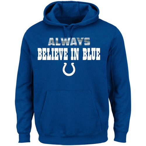 Men's Indianapolis Colts Royal Blue NFL Majestic Always Pullover Hoodie Men's Indianapolis Colts Royal Blue NFL Majestic Always Pullover Hoodie