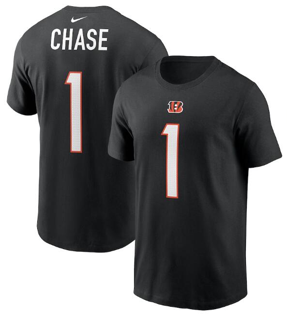 Men's Cincinnati Bengals #1 Ja'Marr Chase 2021 Black NFL Draft First Round Pick Player Name & Number T-Shirt Men's Cincinnati Bengals #1 Ja'Marr Chase 2021 Black NFL Draft First Round Pick Player Name & Number T-Shirt