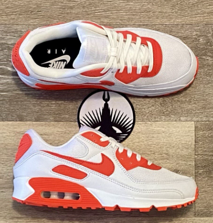 Men's Running weapon Air Max 90 White Bright Crimson Shoes 001