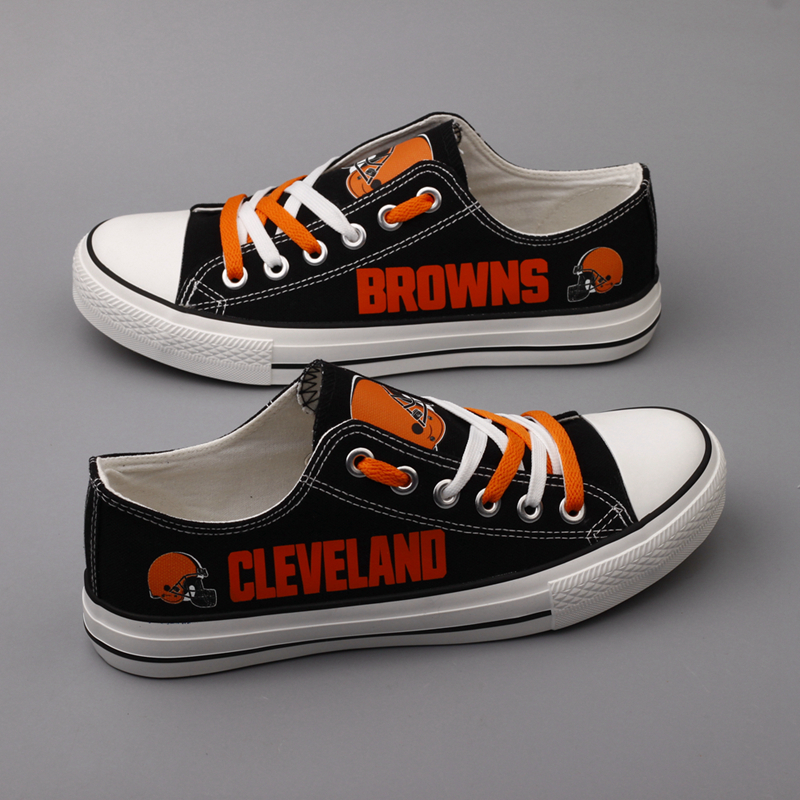 Women's Cleveland Browns Repeat Print Low Top Sneakers 001 Women's Cleveland Browns Repeat Print Low Top Sneakers 001