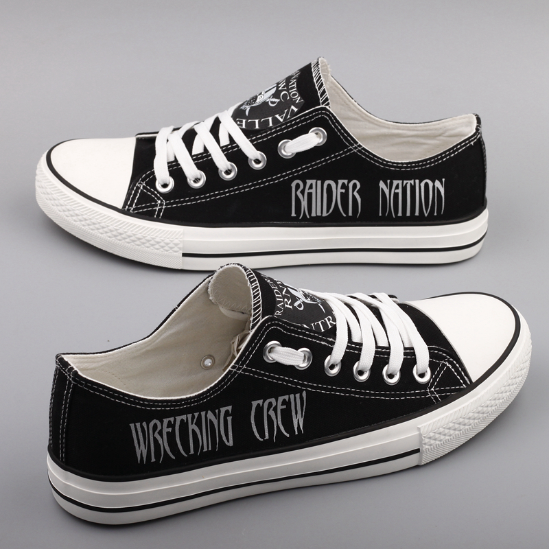 Women's Oakland Raiders Repeat Print Low Top Sneakers 004 Women's Oakland Raiders Repeat Print Low Top Sneakers 004
