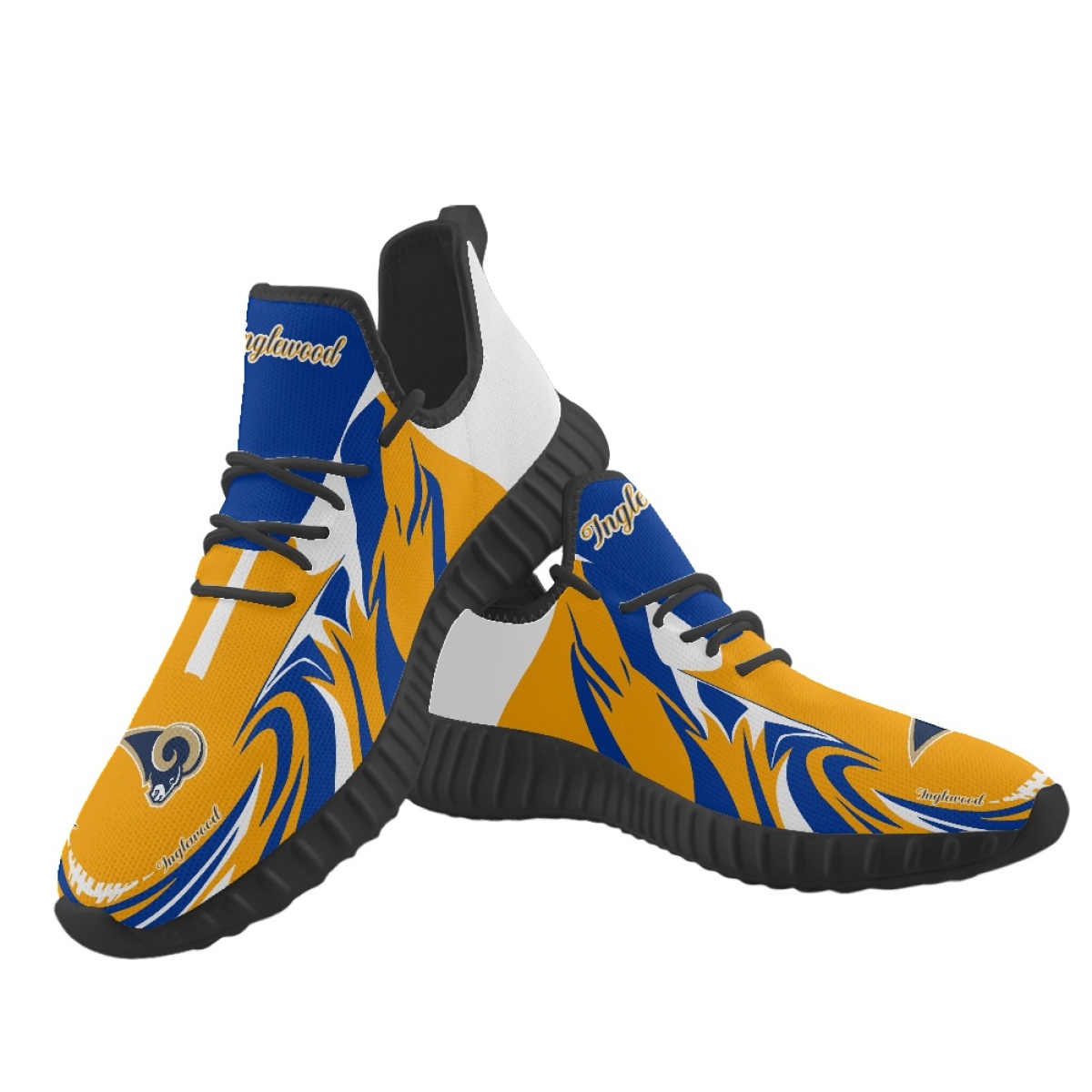 Women's NFL Los Angeles Rams Mesh Knit Sneakers/Shoes 008 Women's NFL Los Angeles Rams Mesh Knit Sneakers/Shoes 008
