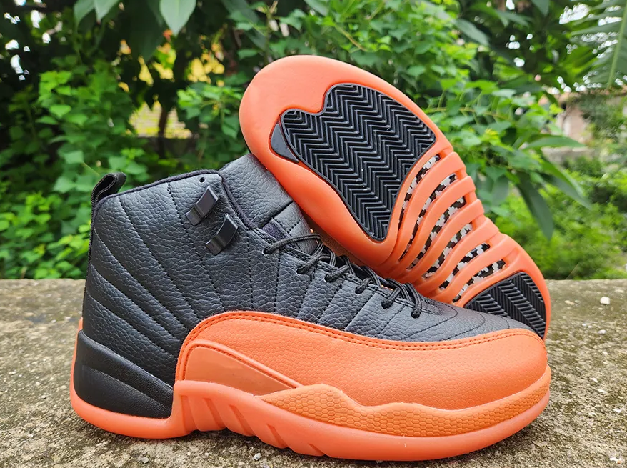 Men's Running weapon Air Jordan 12 Shoes Black and Orange Men's Running weapon Air Jordan 12 Shoes Black and Orange
