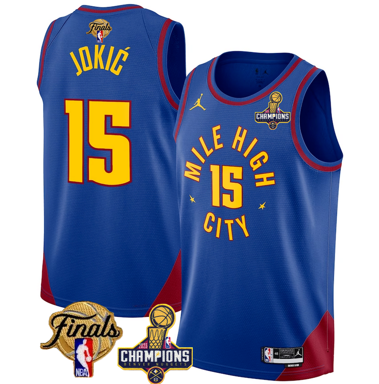 Men's Denver Nuggets Active Player Custom Blue 2023 Nuggets Champions Patch And Finals Patch Statemenr Edition Stitched Basketball Jersey Men's Denver Nuggets Active Player Custom Blue 2023 Nuggets Champions Patch And Finals Patch Statemenr Edition Stitched Basketball Jersey