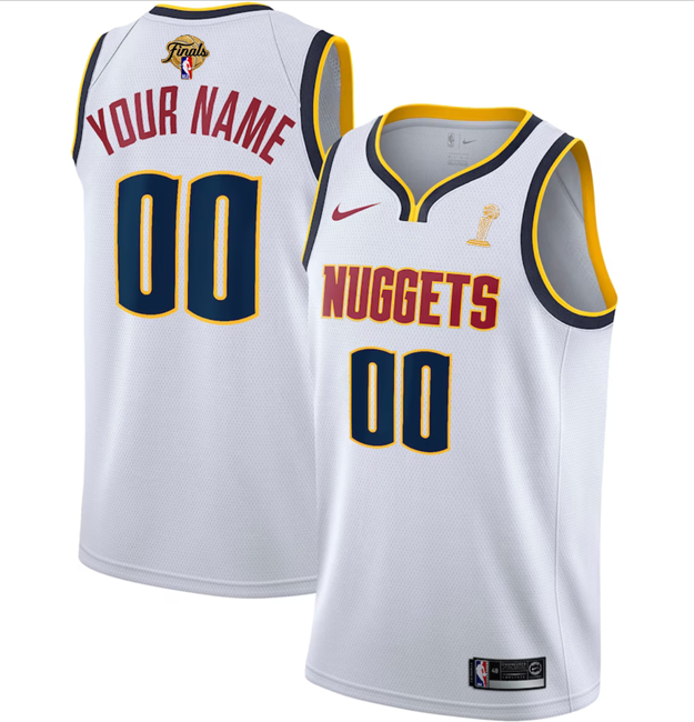 Women's Denver Nuggets Active Player Custom White 2023 Finals Champions Association Edition Stitched Basketball Jersey