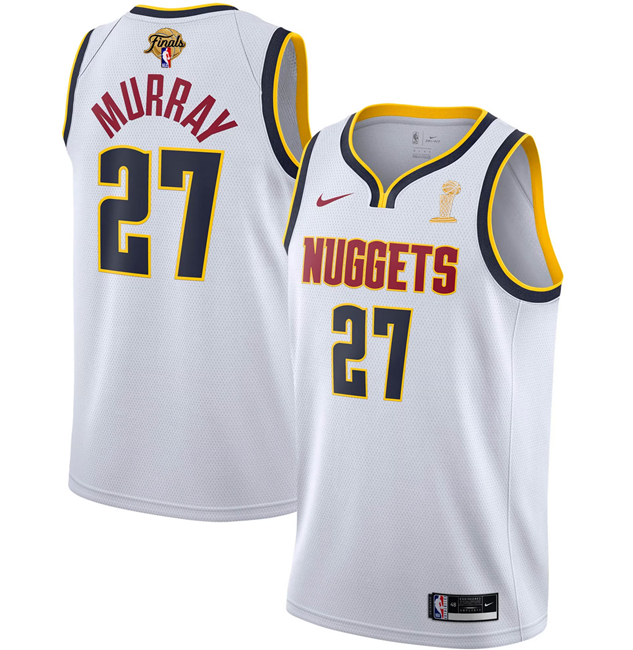 Men's Denver Nuggets #27 Jamal Murray White 2023 Finals Association Edition Stitched Basketball Jersey Men's Denver Nuggets #27 Jamal Murray White 2023 Finals Association Edition Stitched Basketball Jersey