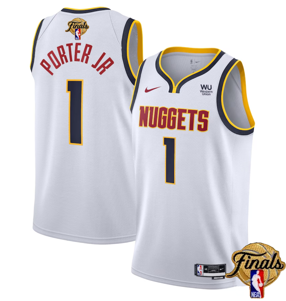 Men's Denver Nuggets #1 Michael Porter Jr. White 2023 Finals Association Edition Stitched Basketball Jersey Men's Denver Nuggets #1 Michael Porter Jr. White 2023 Finals Association Edition Stitched Basketball Jersey