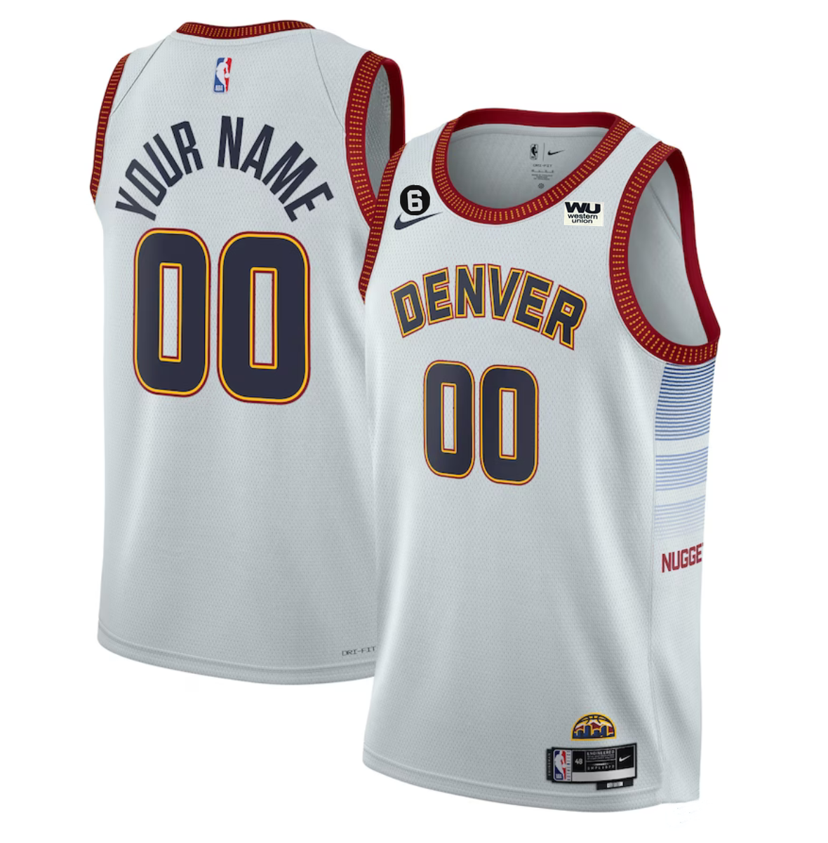 Denver Nuggets Customized White 2022/23 Icon Edition With NO.6 Patch Stitched Jersey Denver Nuggets Customized White 2022/23 Icon Edition With NO.6 Patch Stitched Jersey