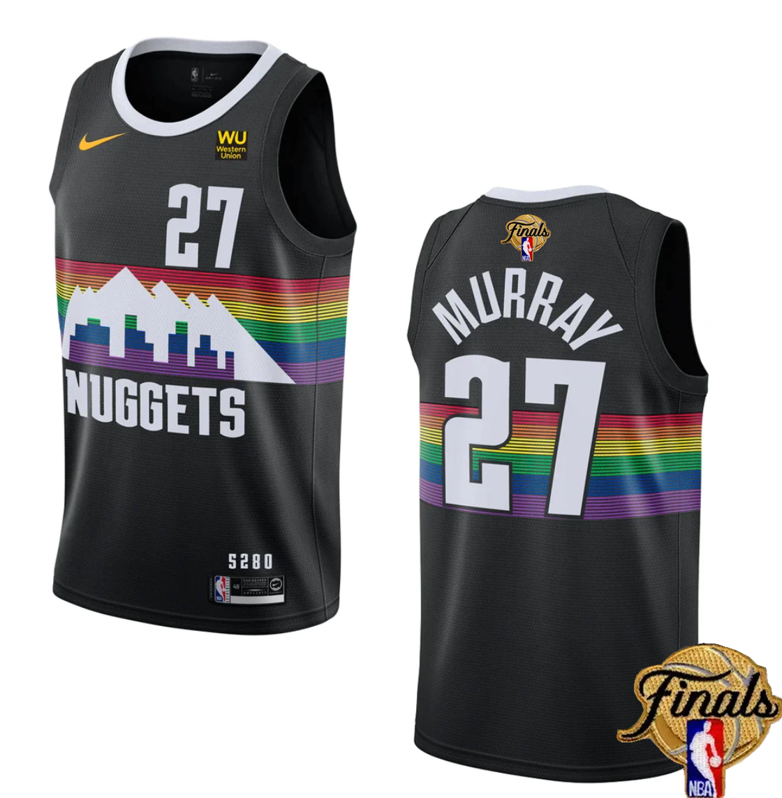 Men's Denver Nuggets #27 Jamal Murray Black 2023 Finals City Edition Stitched Basketball Jersey Men's Denver Nuggets #27 Jamal Murray Black 2023 Finals City Edition Stitched Basketball Jersey