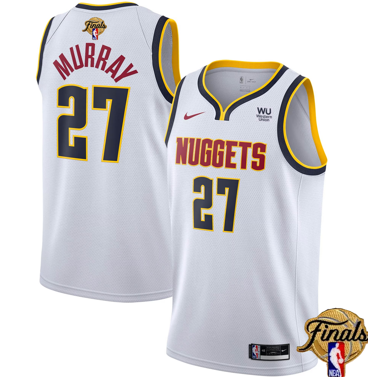 Men's Denver Nuggets #27 Jamal Murray White 2023 Finals Association Edition Stitched Basketball Jersey Men's Denver Nuggets #27 Jamal Murray White 2023 Finals Association Edition Stitched Basketball Jersey