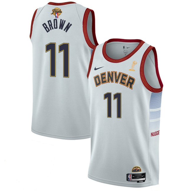 Men's Denver Nuggets #11 Bruce Brown White 2023 Finals Champions Icon Edition Stitched Basketball Jersey Men's Denver Nuggets #11 Bruce Brown White 2023 Finals Champions Icon Edition Stitched Basketball Jersey