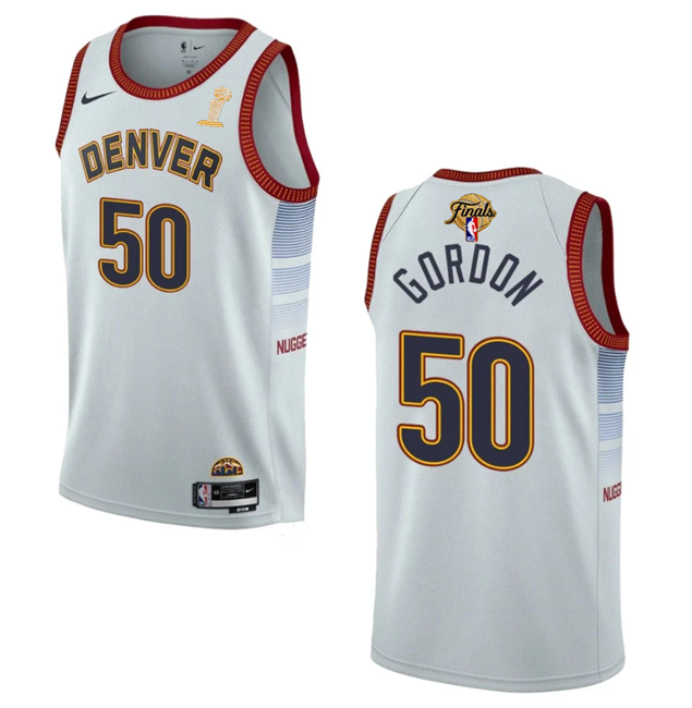 Men's Denver Nuggets #50 Aaron Gordon White 2023 Finals Champions Icon Edition Stitched Basketball Jersey Men's Denver Nuggets #50 Aaron Gordon White 2023 Finals Champions Icon Edition Stitched Basketball Jersey