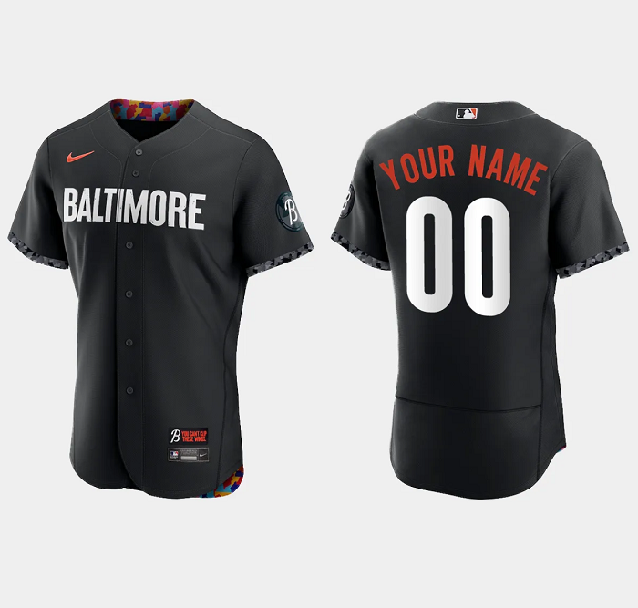 Men's Baltimore Orioles Active Player Custom Black 2023 City Connect Flex Base Stitched Baseball Jersey Men's Baltimore Orioles Active Player Custom Black 2023 City Connect Flex Base Stitched Baseball Jersey