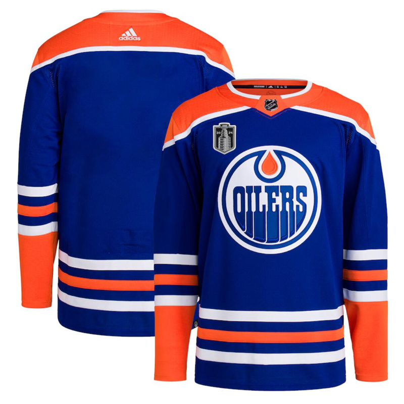 Men's Edmonton Oilers Blank Royal 2024 Stanley Cup Final Patch Stitched Jersey Men's Edmonton Oilers Blank Royal 2024 Stanley Cup Final Patch Stitched Jersey