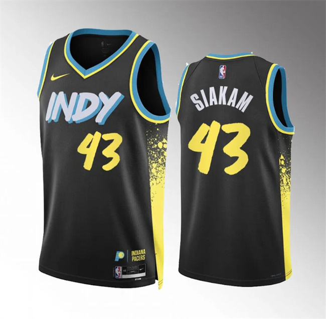 Men's Indiana Pacers #43 Pascal Siakam Black 2023/24 City Edition Stitched Basketball Jersey Men's Indiana Pacers #43 Pascal Siakam Black 2023/24 City Edition Stitched Basketball Jersey