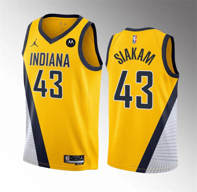 Men's Indiana Pacers #43 Pascal Siakam Yelllow Statement Edition Stitched Basketball Jersey Men's Indiana Pacers #43 Pascal Siakam Yelllow Statement Edition Stitched Basketball Jersey