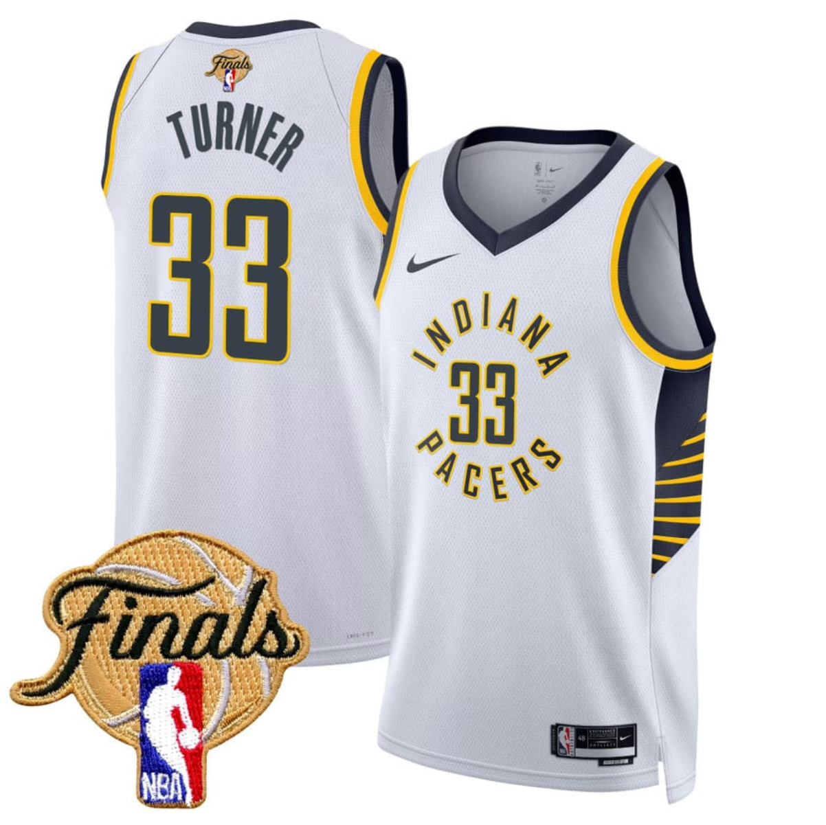 Men's Indiana Pacers #33 Myles Turner White 2025 Finals Association Edition Stitched Basketball Jersey Men's Indiana Pacers #33 Myles Turner White 2025 Finals Association Edition Stitched Basketball Jersey