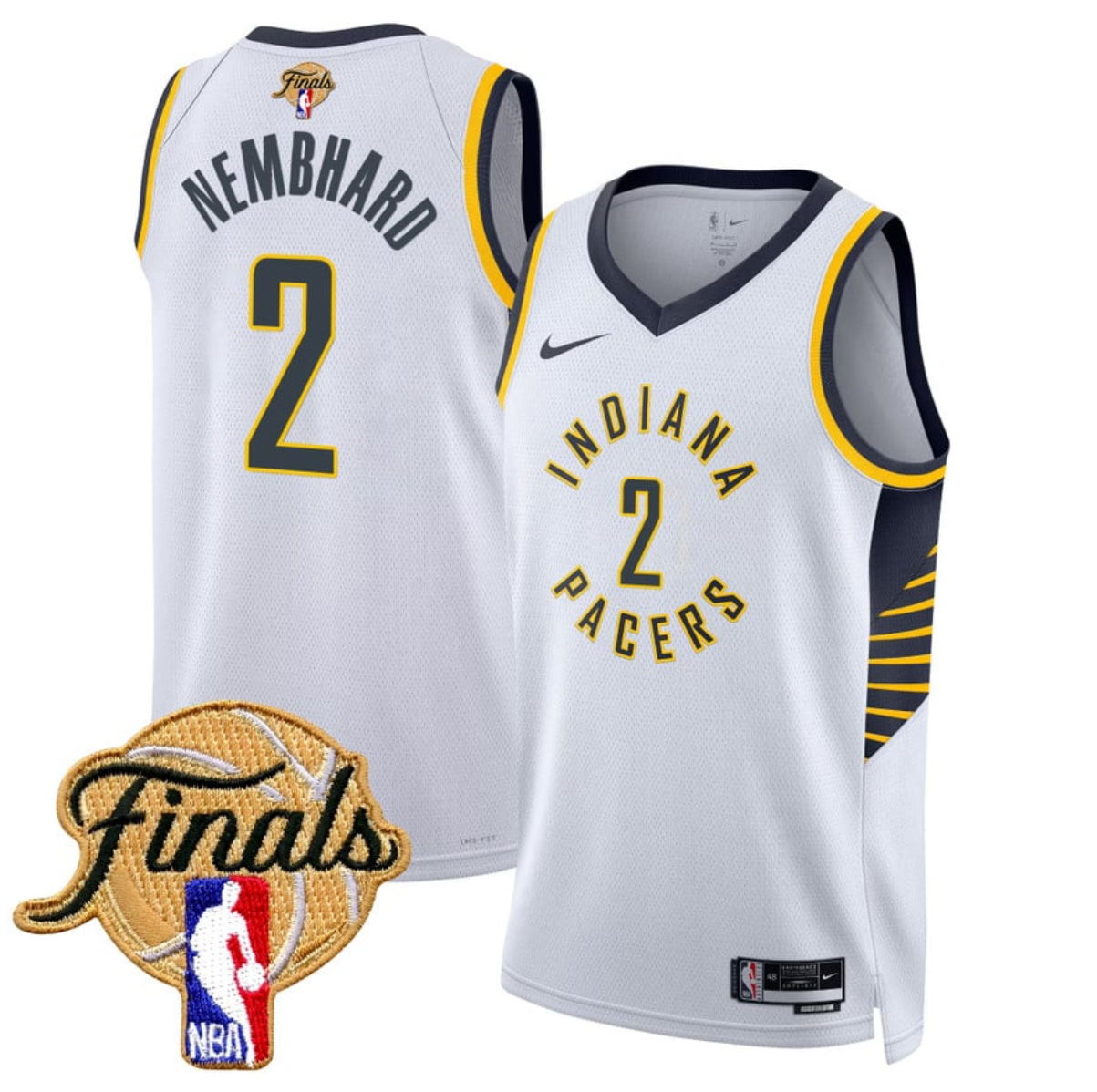 Men's Indiana Pacers #2 Andrew Nembhard White 2025 Finals Association Edition Stitched Basketball Jersey Men's Indiana Pacers #2 Andrew Nembhard White 2025 Finals Association Edition Stitched Basketball Jersey