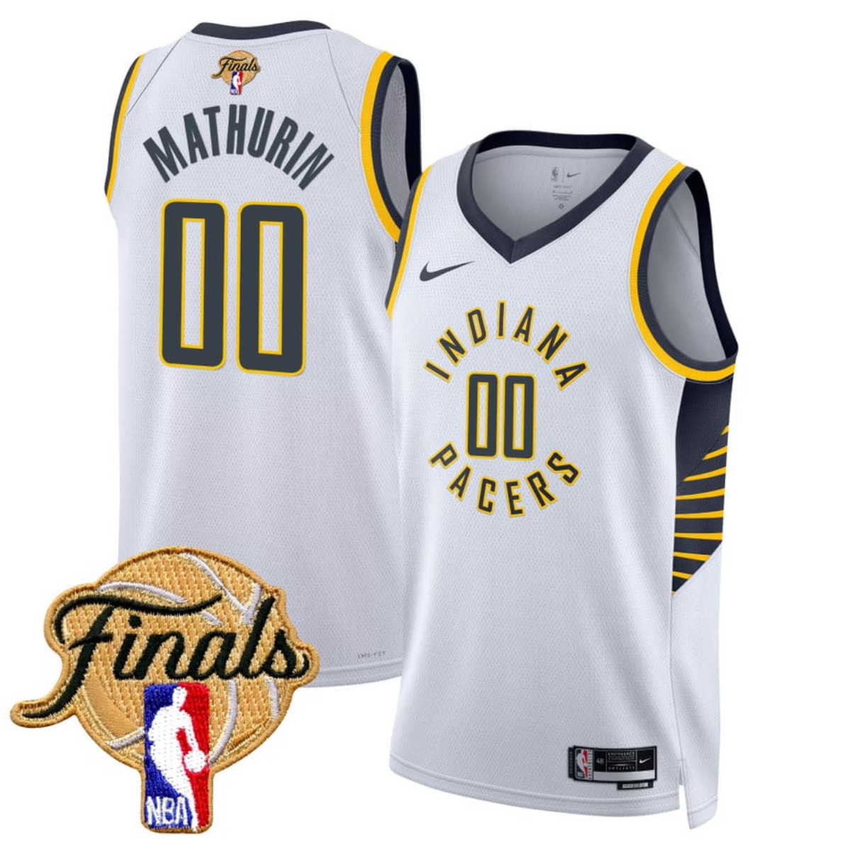 Men's Indiana Pacers #00 Bennedict Mathurin White 2025 Finals Association Edition Stitched Basketball Jersey Men's Indiana Pacers #00 Bennedict Mathurin White 2025 Finals Association Edition Stitched Basketball Jersey
