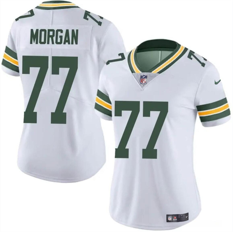 Women's Green Bay Packers #77 Jordan Morgan White 2024 Draft Vapor Untouchable Limited Stitched Jersey(Run Small) Women's Green Bay Packers #77 Jordan Morgan White 2024 Draft Vapor Untouchable Limited Stitched Jersey(Run Small)