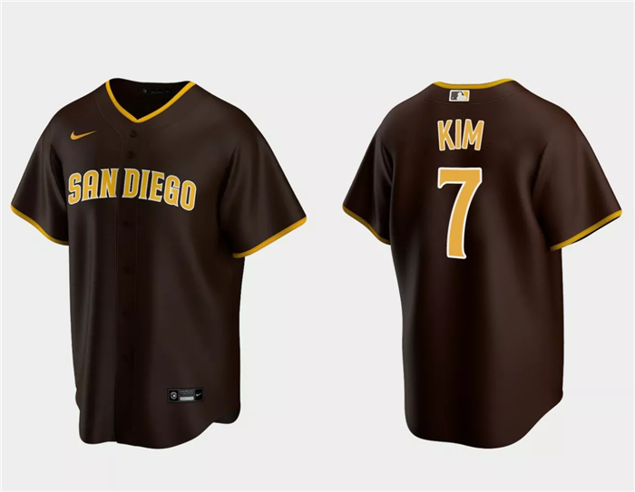 Men's San Diego Padres #7 Ha-Seong Kim Brown Cool Base Stitched Jersey Men's San Diego Padres #7 Ha-Seong Kim Brown Cool Base Stitched Jersey