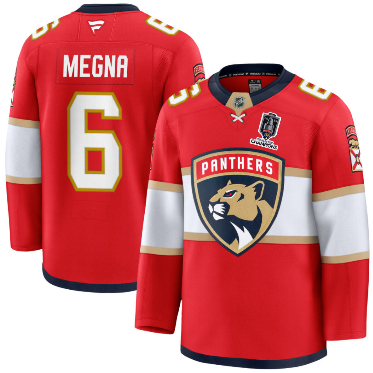 Men's Florida Panthers #6 Jaycob Megna Red Home 2025 Stanley Cup Champions Patch Stitched Hockey Jersey Men's Florida Panthers #6 Jaycob Megna Red Home 2025 Stanley Cup Champions Patch Stitched Hockey Jersey