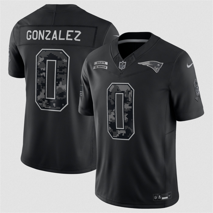 Youth New England Patriots #0 Christian Gonzalez Black 2026 Salute to Service Limited Stitched Football Jersey(Run Small)