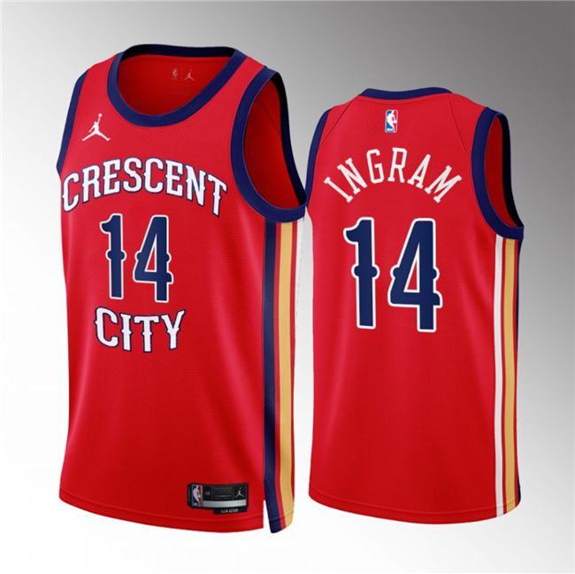 Men's New Orleans Pelicans #14 Brandon Ingram Red 2022/23 Statement Edition Stitched Basketball Jersey