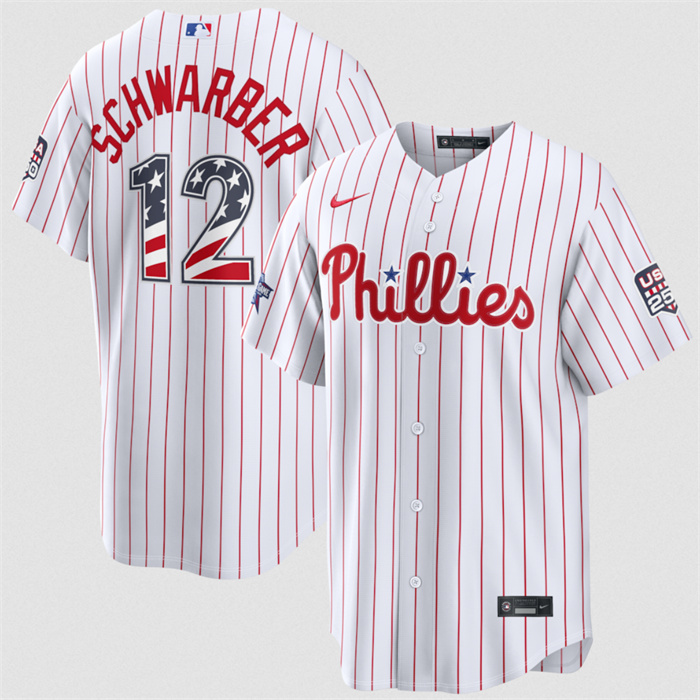 Men's Philadelphia Phillies #12 Kyle Schwarber White 2026 All-Star Edition Stars & Stripes Stadium Pick-A-Player Stitched Baseball Jersey Men's Philadelphia Phillies #12 Kyle Schwarber White 2026 All-Star Edition Stars & Stripes Stadium Pick-A-Player Stitched Baseball Jersey